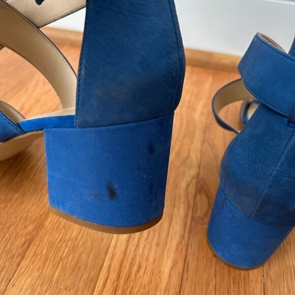 Nine West Cobalt Royal Blue Open Toe Sandal Heels Pumps Women’s Size 10 - Picture 5 of 9